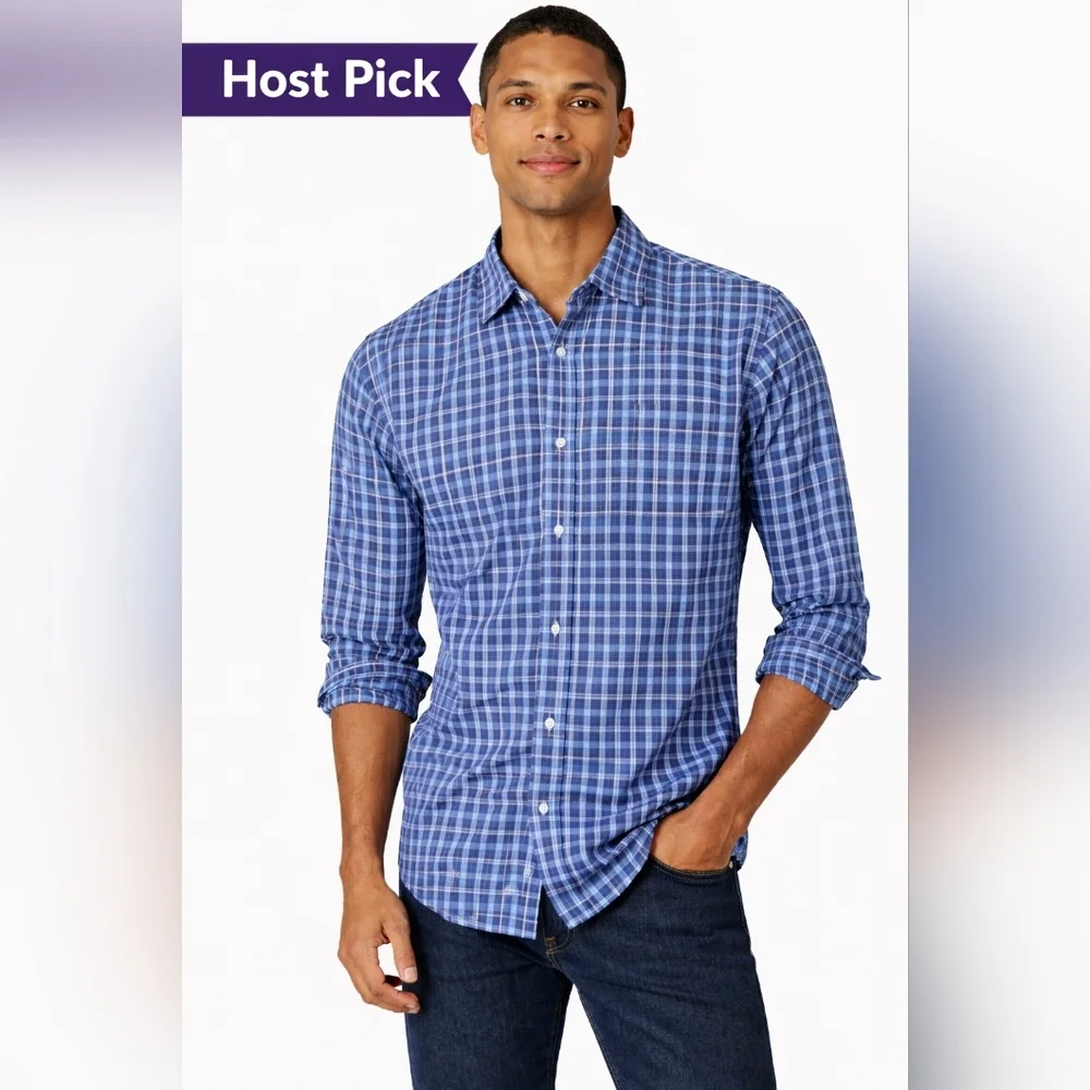 Amazon Essentials Men’s Plaid Button Down Shirt – XL – NWT